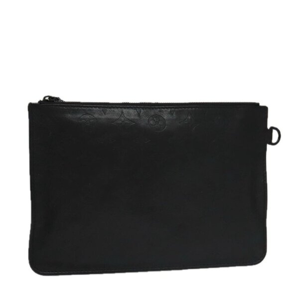 LOUIS VUITTON Monogram Shadow Pouch Leather Black LV Auth